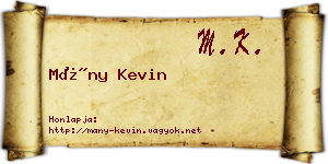 Mány Kevin névjegykártya